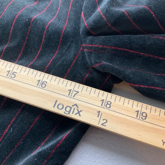 VTG Ann Taylor 4 P Black Pinstripe Red Velvet Blazer Jacket Bow Goth Whimsical - Picture 4 of 14